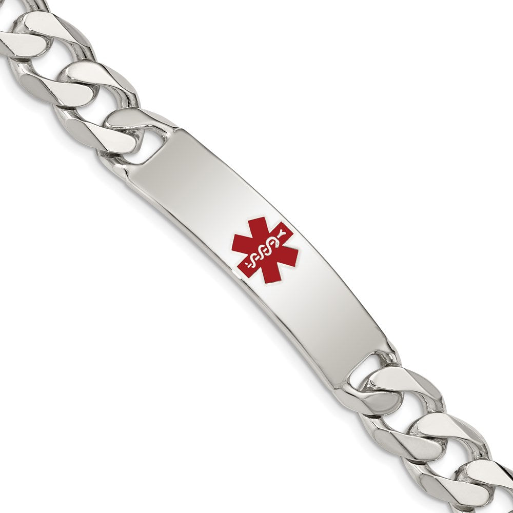 Sterling Silver Polished Medical Curb Link ID Bracelet, 8.5 x 11 mm