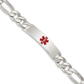 Sterling Silver Polished Medical Figaro Anchor Link ID Bracelet, 8.5 x 11 mm
