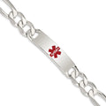Sterling Silver Polished Medical Figaro Anchor Link ID Bracelet, 8.5 x 13 mm