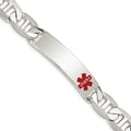 Sterling Silver Polished Medical Anchor Link ID Bracelet, 8.5 x 12 mm