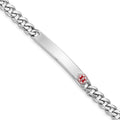 Sterling Silver Rhodium-plated Medical ID Curb Link Bracelet, 8 mm, 14.18 g