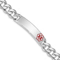 Sterling Silver Rhodium-plated Medical ID Curb Link Bracelet, 8 mm, 36.02 g