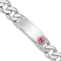 Sterling Silver Rhodium-plated Medical ID Curb Link Bracelet, 8 mm, 63.4 g