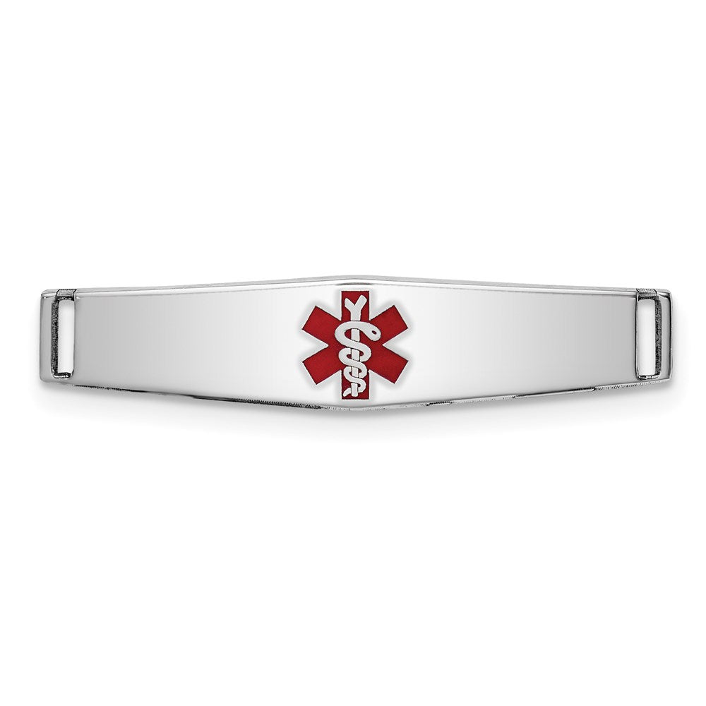 Sterling Silver Rhodium-plated Medical ID Plate, 28 x 7 mm