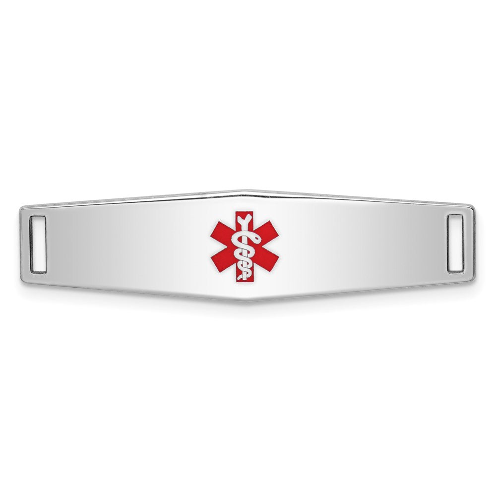 Sterling Silver Rhodium-plated Medical ID Plate, 37 x 9 mm