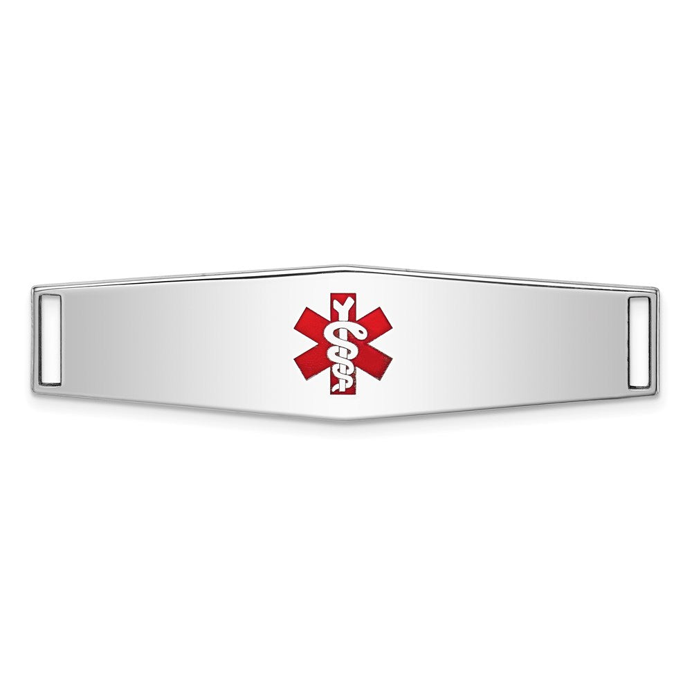 Sterling Silver Rhodium-plated Medical ID Plate, 48 x 13 mm