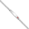 Sterling Silver Rhod-plated Children's Medical ID Bracelet w/Anchor, 6 mm