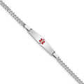 Sterling Silver Rhod-plated Children's Medical ID Curb Link Bracelet, 6 mm