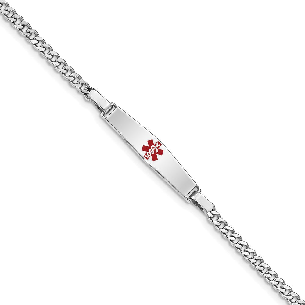 Sterling Silver Rhod-plated Children's Medical ID Curb Link Bracelet, 6 mm