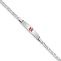 Sterling Silver Rhod-plated Children's Medical ID Anchor Link Bracelet, 6 mm