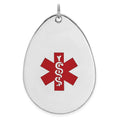 Sterling Silver Rhodium-plated Medical Jewelry Pendant, 40 x 29.3 mm