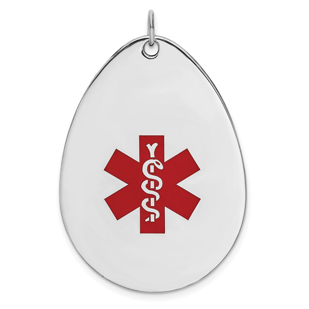 Sterling Silver Rhodium-plated Medical Jewelry Pendant, 40 x 29.3 mm