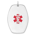 Sterling Silver Rhodium-plated Medical Jewelry Pendant, 38.5 x 27 mm