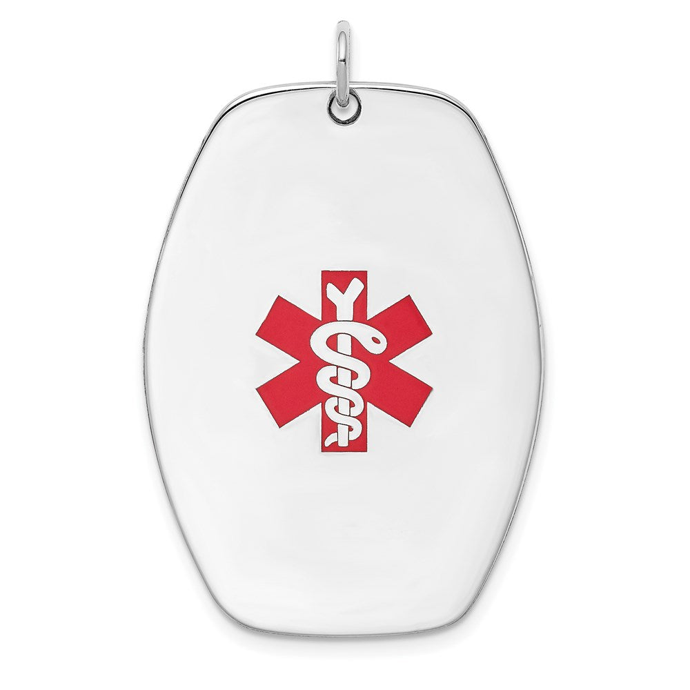 Sterling Silver Rhodium-plated Medical Jewelry Pendant, 38.5 x 27 mm