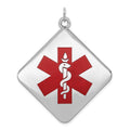 Sterling Silver Rhodium-plated Medical Jewelry Pendant, 40.1 x 35 mm