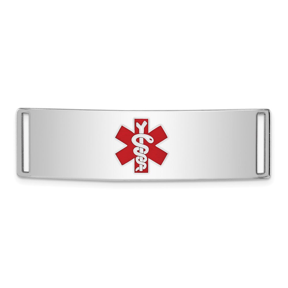 Sterling Silver Rhodium-plated Medical ID Plate, 12 x 45 mm
