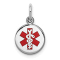 Sterling Silver Rhodium-plated Medical Charm, 12.1 x 9.7 mm
