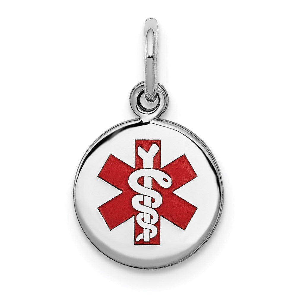 Sterling Silver Rhodium-plated Medical Charm, 12.1 x 9.7 mm