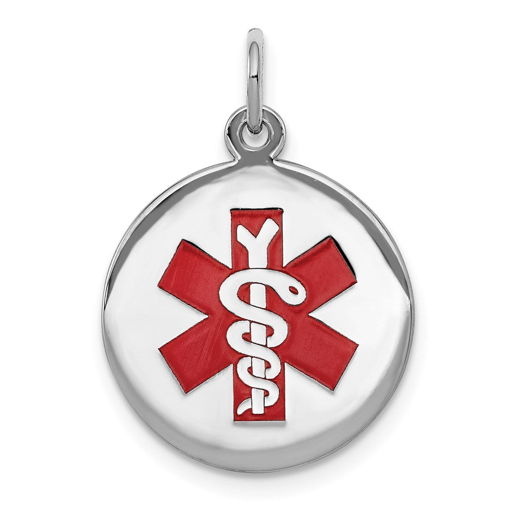 Sterling Silver Rhodium-plated Medical Jewelry Pendant, 18.7 x 16 mm