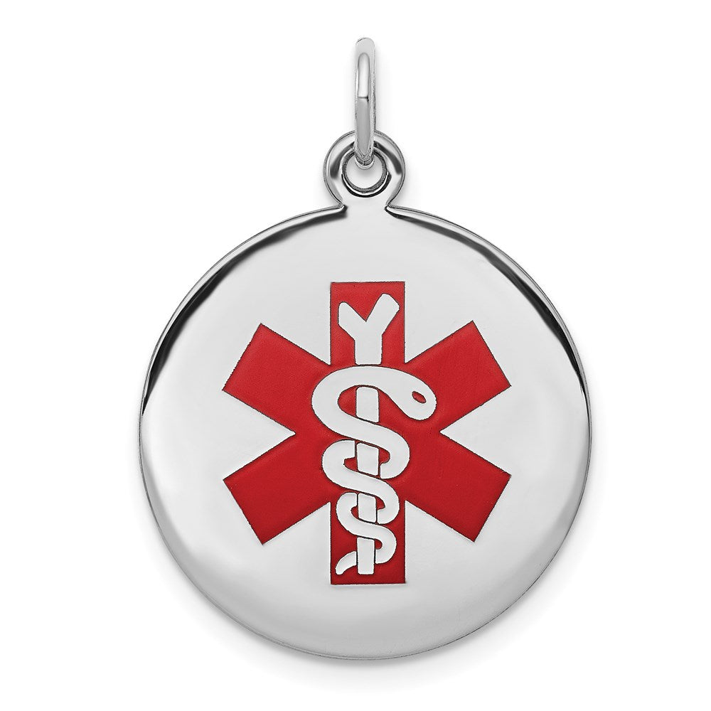 Sterling Silver Rhodium-plated Medical Jewelry Pendant, 22.1 x 19 mm