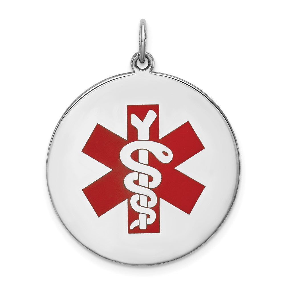 Sterling Silver Rhodium-plated Medical Jewelry Pendant, 28 x 25.3 mm