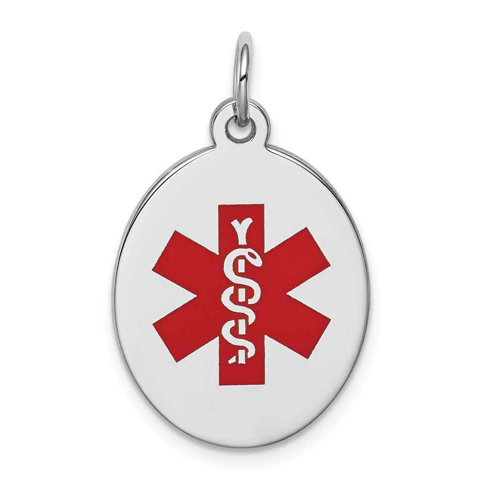 Sterling Silver Rhodium-plated Medical Jewelry Pendant, 23 x 16.5 mm