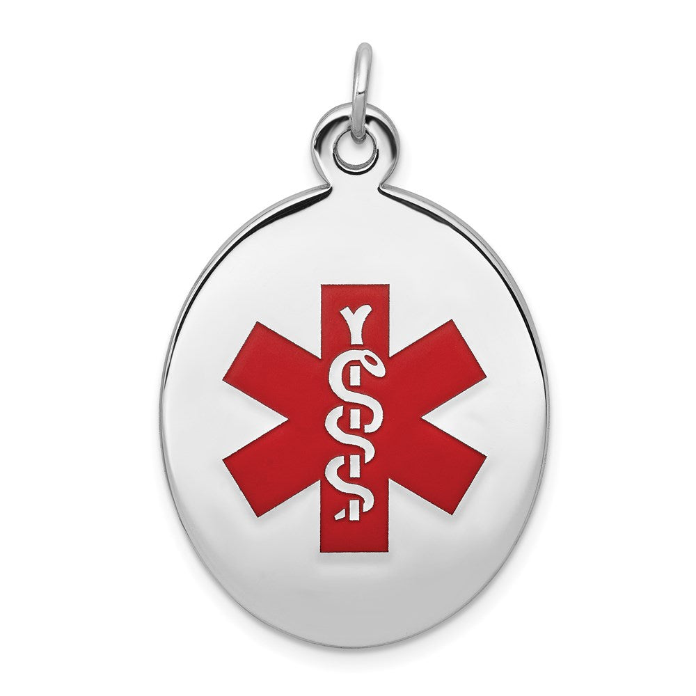 Sterling Silver Rhodium-plated Medical Jewelry Pendant, 31 x 22 mm