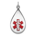 Sterling Silver Rhodium-plated Medical Jewelry Pendant, 28.3 x 16.1 mm