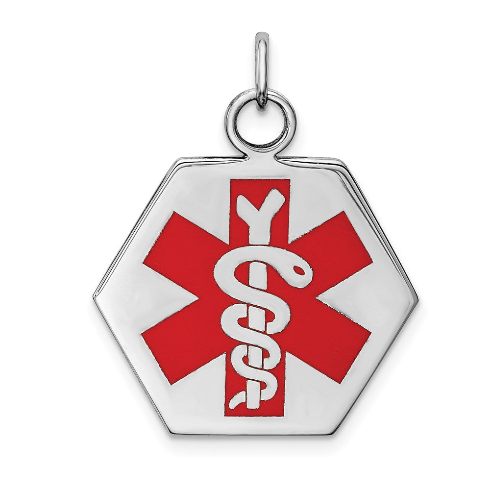 Sterling Silver Rhodium-plated Medical Jewelry Pendant, 23.8 x 22.5 mm