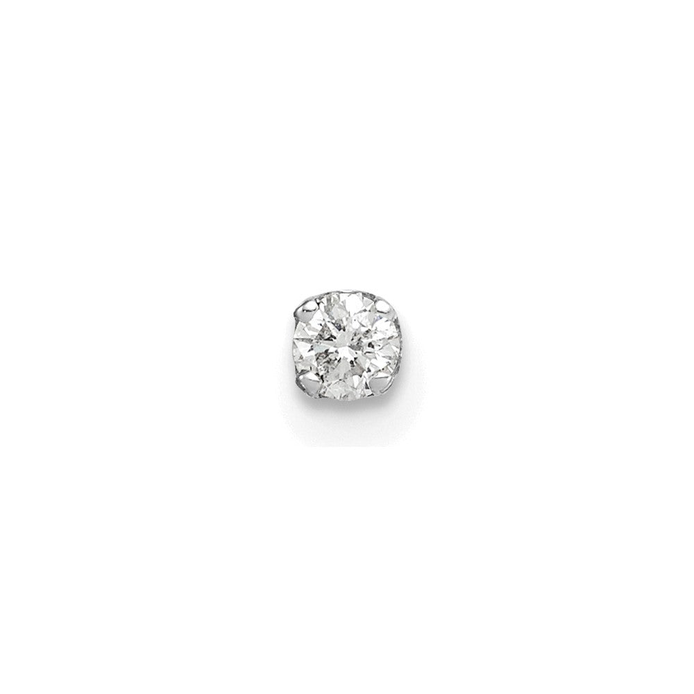 14k White Gold 1/15 carat Single Stud AA Diamond Earring, 0.079 ct, 4 x 3 mm