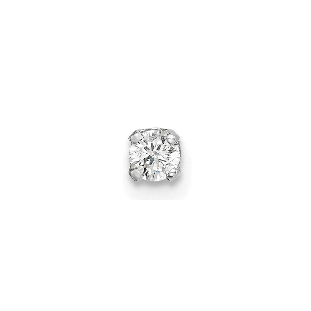 14k White Gold 1/10 carat Single Stud AA Diamond Earring, 0.093 ct, 4 x 3 mm