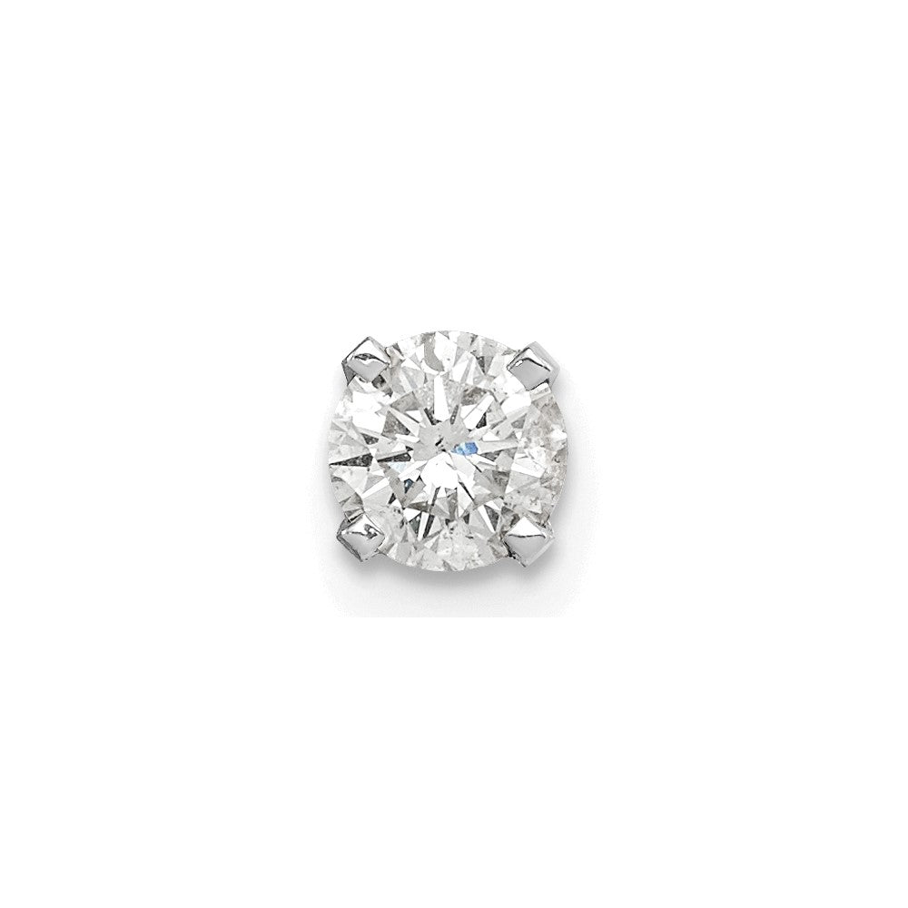 14k White Gold 3/8 carat Single Stud AA Diamond Earring, 0.37 ct, 6 x 6 mm