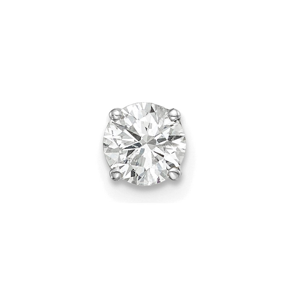 14k White Gold 1/2 carat Single Stud AA Diamond Earring, 0.5 ct, 6 x 6 mm