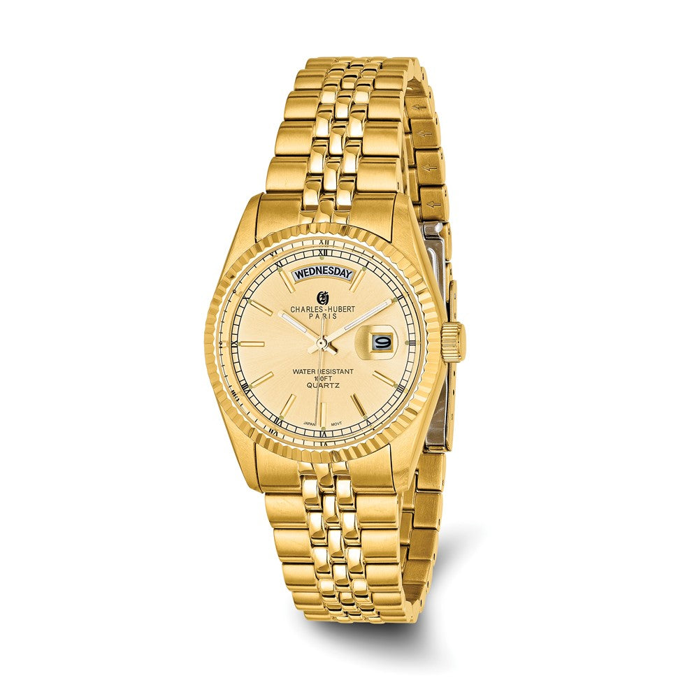 Mens Charles Hubert IP-plated Champagne Dial Watch