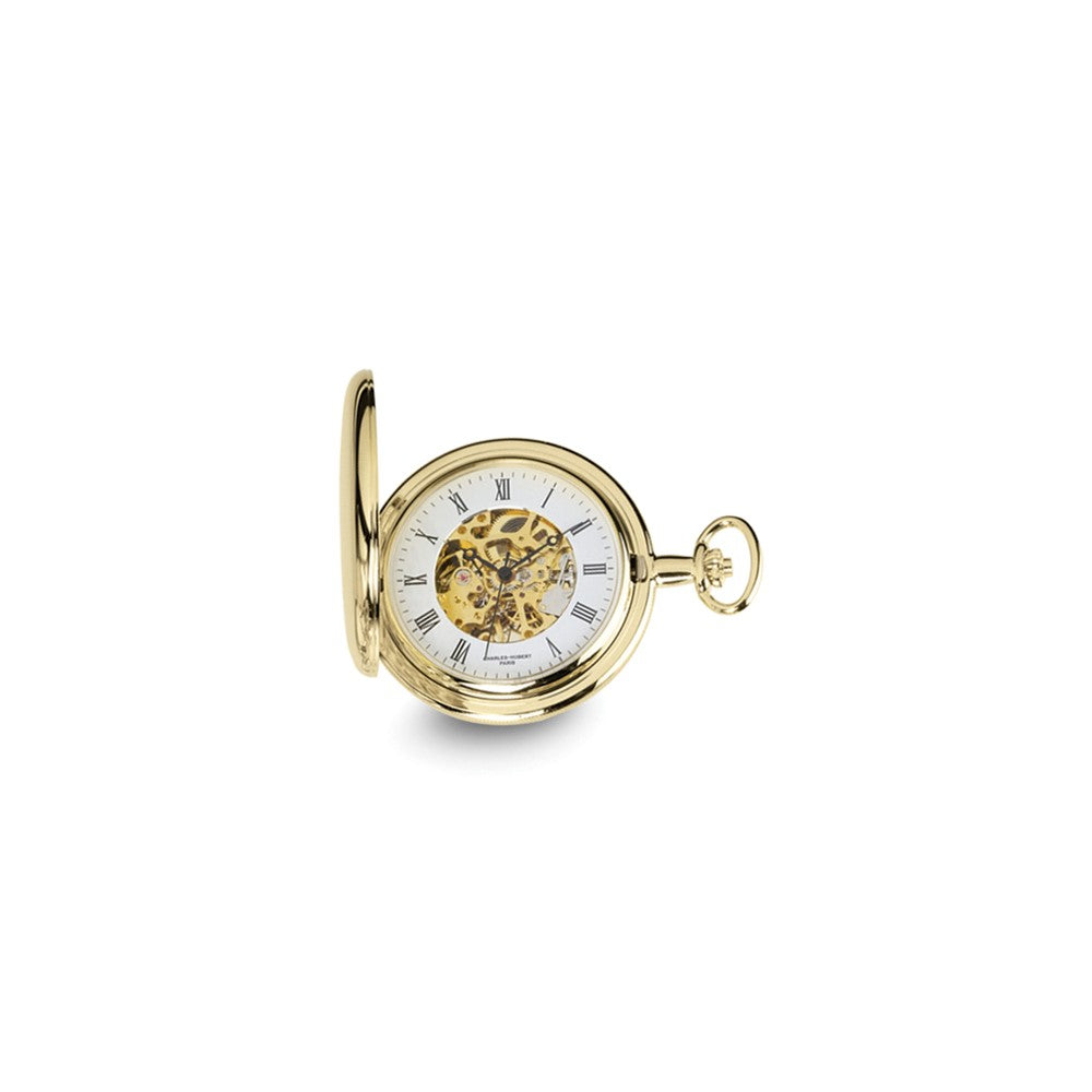 Charles Hubert 14k Gold-finish White Dial Pocket Watch