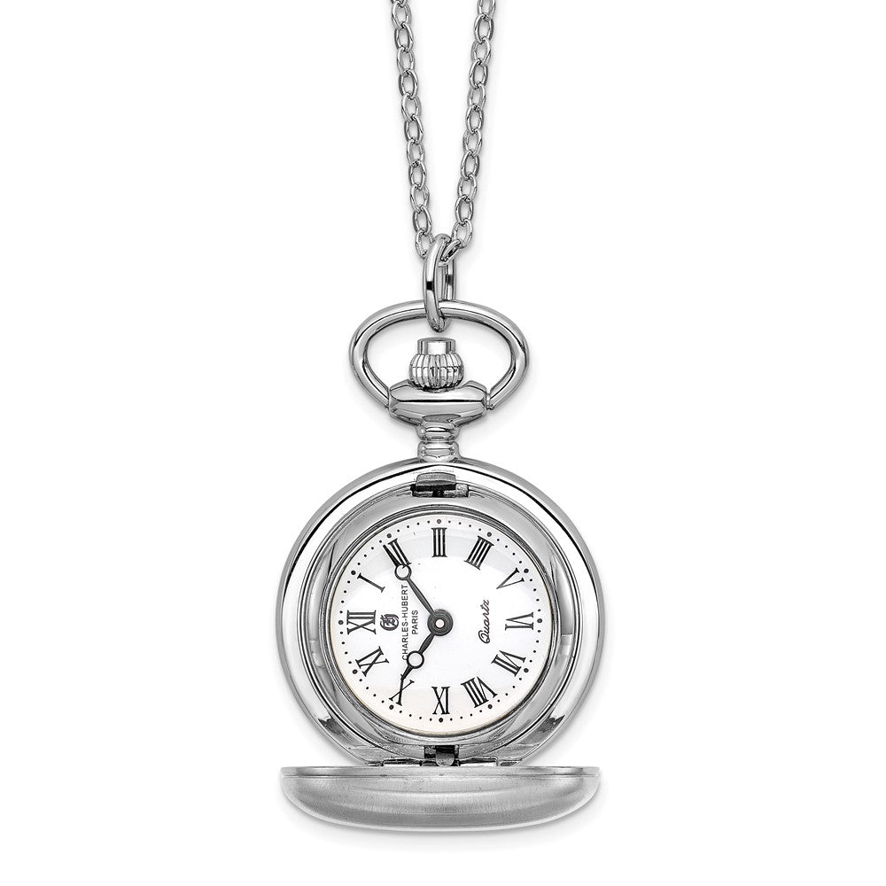 Ladies Charles Hubert Satin Chrome Finish Brass Pendant Watch