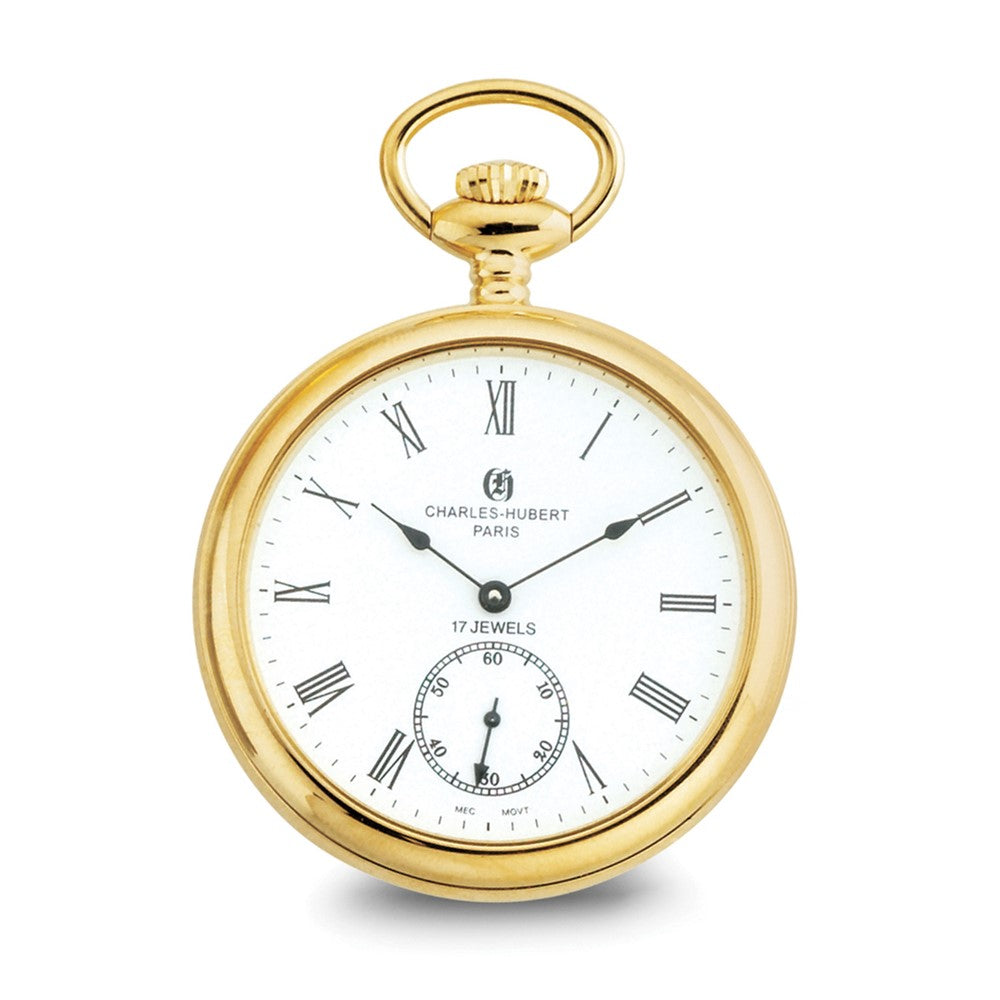 Charles Hubert IP-plated Stainless Open Face Pocket Watch