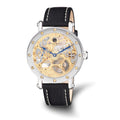 Mens Charles Hubert Leather Band Gold-tone Skeleton Dial Watch