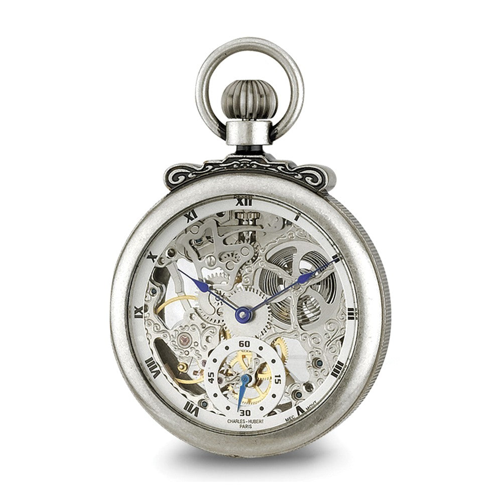 Charles Hubert Antique Chrome-finish Brass Skeleton Pocket Watch