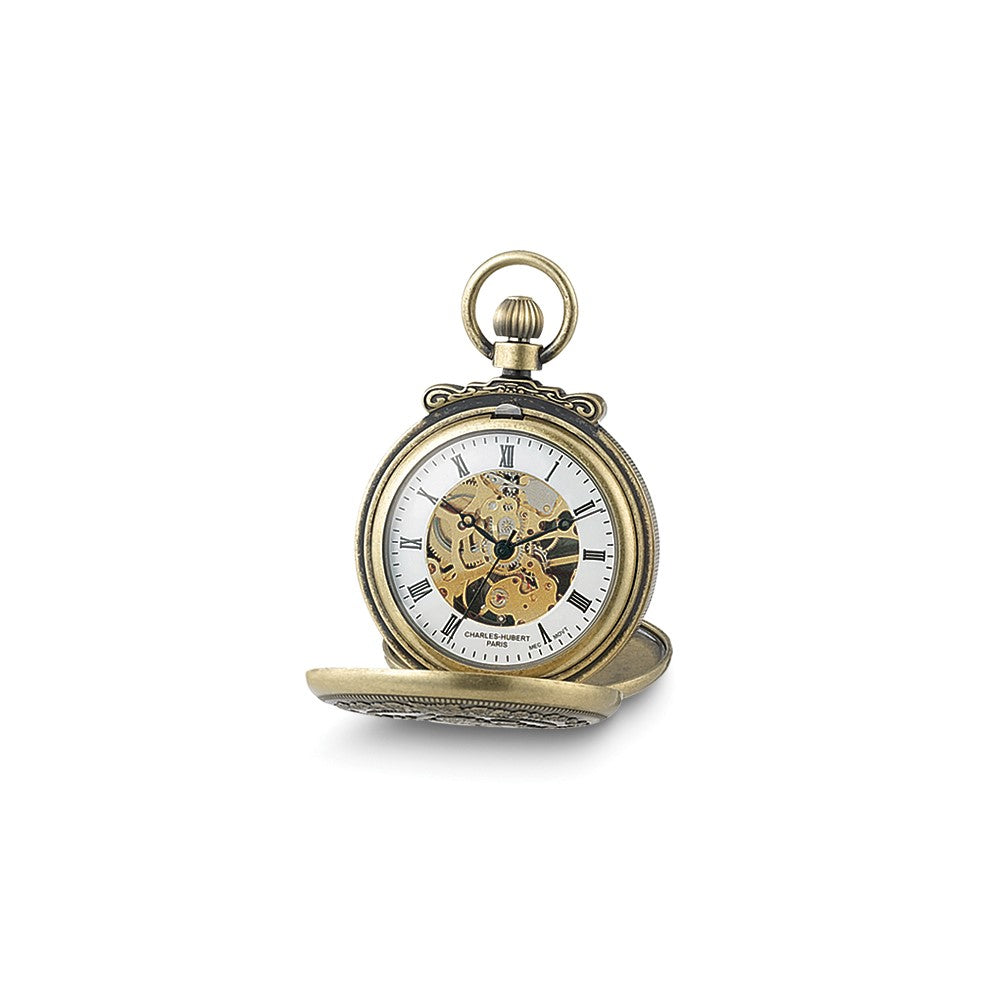 Charles Hubert Antique Gold-finish Skeleton Pocket Watch
