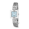 Charles Hubert Stainless Steel Wire Bangle Light Blue MOP Dial Watch