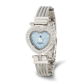 Charles Hubert Stainless Steel Bangle Light Blue MOP Heart Dial Watch