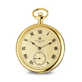 Charles Hubert IP-plated Stainless Steel Open Face Gold Dial Pocket Watch