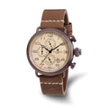 Mens Charles Hubert Brown IP-plated Leather Band 46mm Dual Time Watch