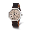 Mens Charles Hubert Rose Dial Leather Band Octagonal Watch