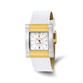 Charles-Hubert Two-Tone Yellow IP-plated Stainless Steel White Dial with Date Leather Band Watch