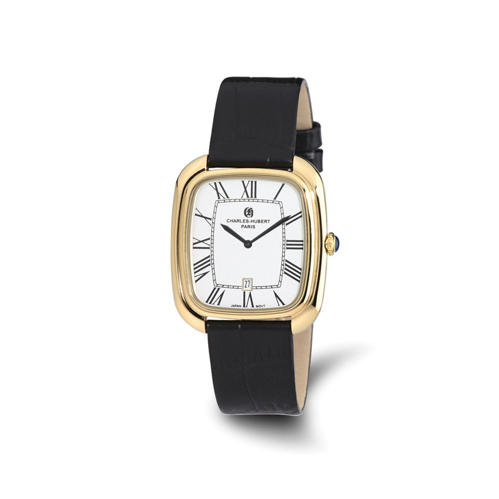 Ladies Charles Hubert IP-plated Square Face Leather Band Watch