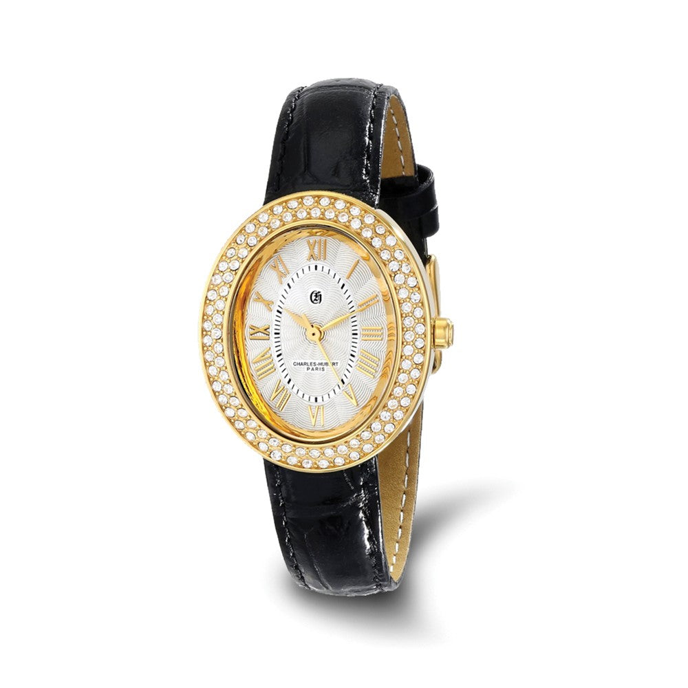 Ladies Charles Hubert IP-plated Stainless Steel Leather Band 29x34mm Watch