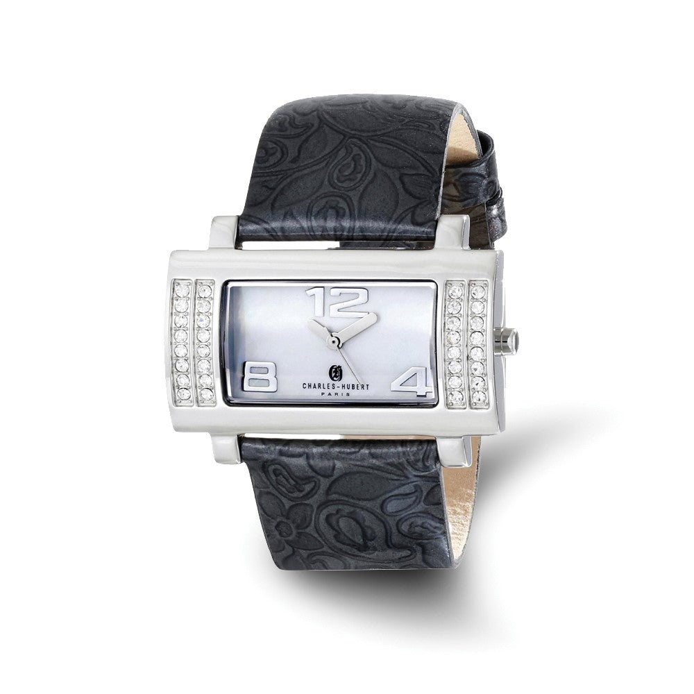 Ladies Charles Hubert Stainless Black Leather 40x23mm Watch