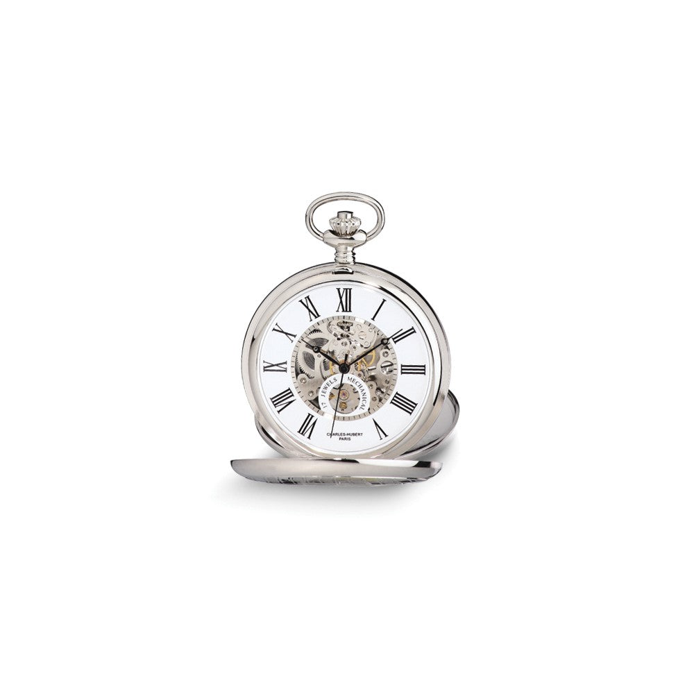 Charles Hubert White Skeleton Dial 53mm Pocket Watch